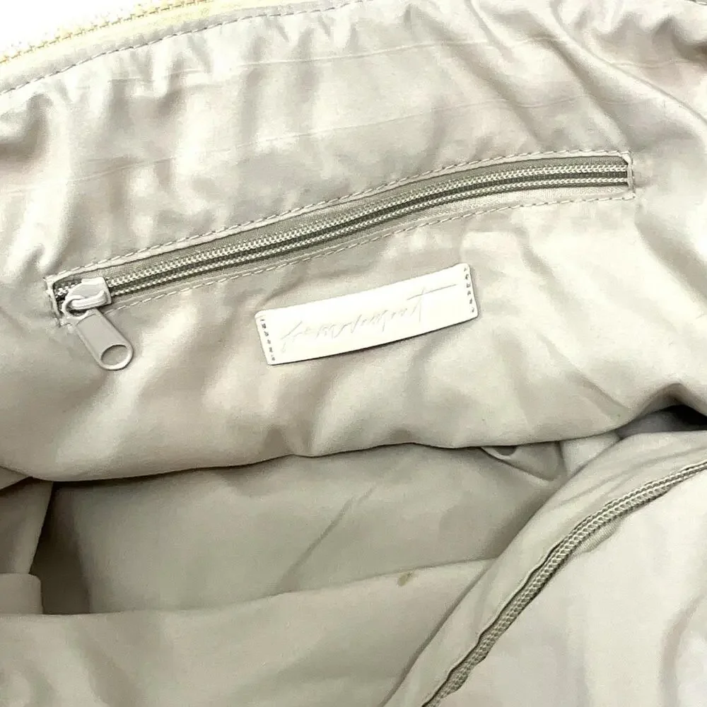 Free People FP Movement Quilted Carryall Hobo Bag Womens Large Beige Pockets